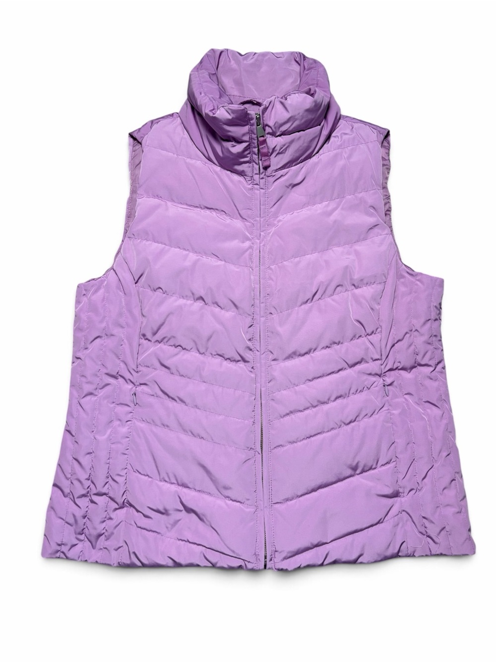 Talbots Petite Women’s PL Purple Down Puffer Vest NWT Missing Faux Fur Trim